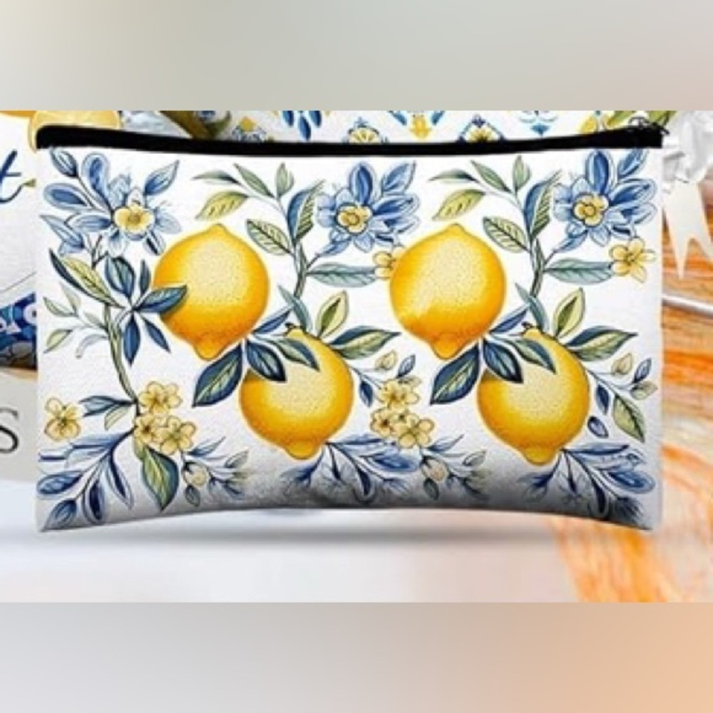 Lemon Print Cosmetic Pouch